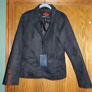 NWT Women's Emporio & Co Black Suede Button JAcket